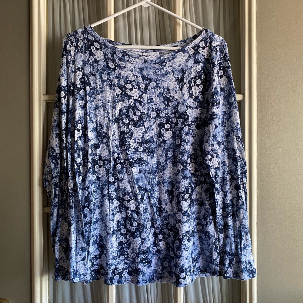 J. Jill Blue and White Floral Top
